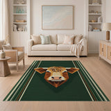 Geometric Highland Cow Head Area Rug