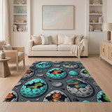Hatching Baby Dino Eggs Cartoon Area Rug