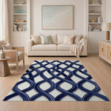 Navy Blue Intertwined Braid Area Rug