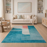 Teal Coral Abstract Curve Area Rug