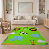 Playful Cartoon Safari Animals Area Rug