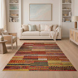 Geometric Modern Vibrant Multi-Color Geometric Patchwork Area Rug