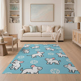 Adorable Cartoon Mice Snowflakes Blue Area Rug