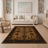 Brown and Tan Brown Tan Persian Floral Area Rug