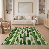Whimsical Green Cactus Repeat Area Rug