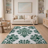 Geometric Modern Emerald Green Snowflake Geometric Area Rug