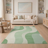 Abstract Green Wave Geometric Area Rug