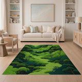 Lush Green Forest Valley Area Rug
