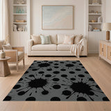 Black Ink Splatter Grey Area Rug