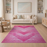 Heritage Tribal Vibrant Pink Chevron Geometric Area Rug