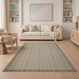 Beige and Neutral Beige Gridline Woven Area Rug