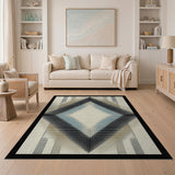 Teal Diamond Halftone Geometric Area Rug