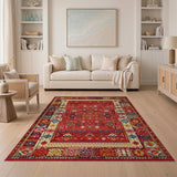 Multi-color and Patterns Vibrant Red Traditional Persian Area Rug