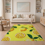Yellow Sunny Lemon Fruit Pattern Yellow Area Rug