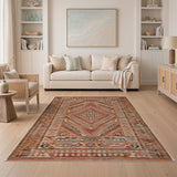 Terracotta Gray Geometric Southwestern Rug