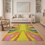 Vibrant Multi-Color Radiating Burst Area Rug
