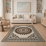 Elegant Beige Mandala Persian Area Rug