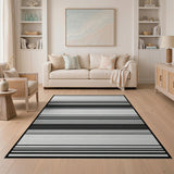 Modern Black White Striped Geometric Modern Area Rug