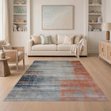 Distressed Grey Rust Abstract Area Rug
