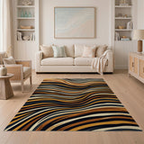 Wavy Brushstroke Orange Abstract Area Rug