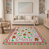 Festive Gingerbread Men Christmas Area Rug