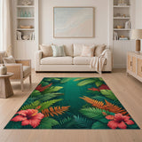 Verdant Jungle Hibiscus Area Rug