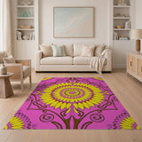 Pink Sunflower Mandala Area Rug