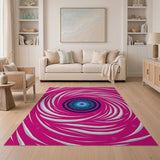 Hypnotic Pink Vortex Area Rug