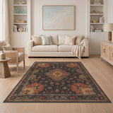 Dark Floral Medallion Persian Area Rug