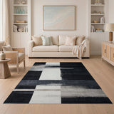 Geometric Modern Modern Black White Geometric Block Rug