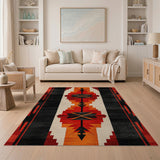Bold Red Black Southwestern Geometric Area Rug