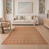 Burnt Orange Lattice Geometric Area Rug