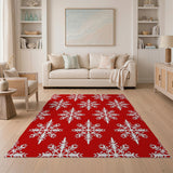 Red Festive Snowflake Festive Red Snowflake Area Rug
