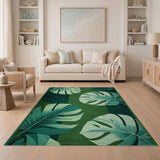 Lush Monstera Leaf Emerald Green Area Rug