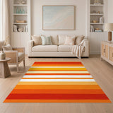 Orange Horizontal Stripe Geometric Rug