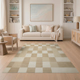 Modern Beige Ivory Grid Area Rug