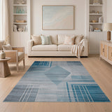Teal Diamond Abstract Geometric Area Rug