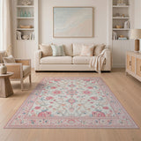 Pink Floral Pink Floral Persian Area Rug