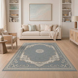Ornate Grey Medallion Area Rug