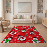 Multi-color and Patterns Festive Cartoon Snowmen Christmas Area Rug