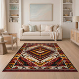 Multi-color and Patterns Bold Red Diamond Southwestern Area Rug