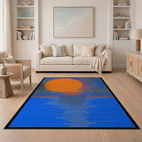 Bold Orange Sun Horizon Geometric Area Rug