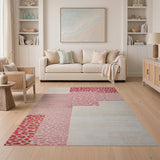 Pink Leopard Geometric Block Area Rug