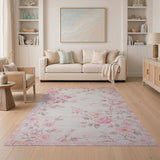 Floral Vintage Blush Pink Rose Vine Floral Area Rug