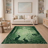 Enchanted Forest Rabbits Silhouette Area Rug