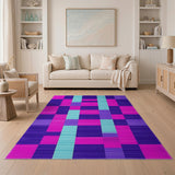 Vibrant Geometric Pink Purple Teal Area Rug