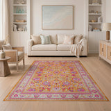 Vibrant Orange Pink Floral Persian Area Rug