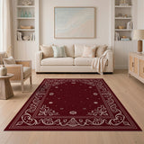 Elegant Red Ornate Border Area Rug