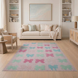 Playful Pastel Bow Kids Area Rug