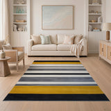 Multi-color and Patterns Bold Yellow Black Striped Area Rug